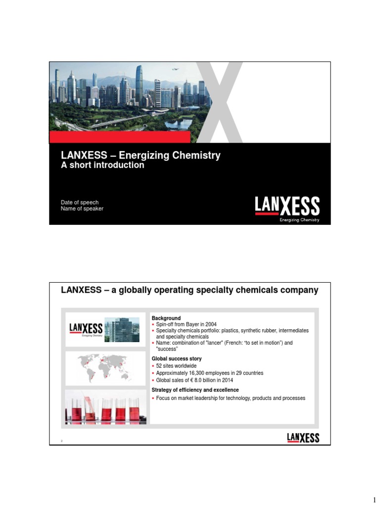 October 2015 LANXESS Standard PPT EN PDF PDF Sustainability