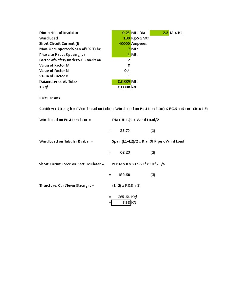 Cantilever Strength Calculations PDF