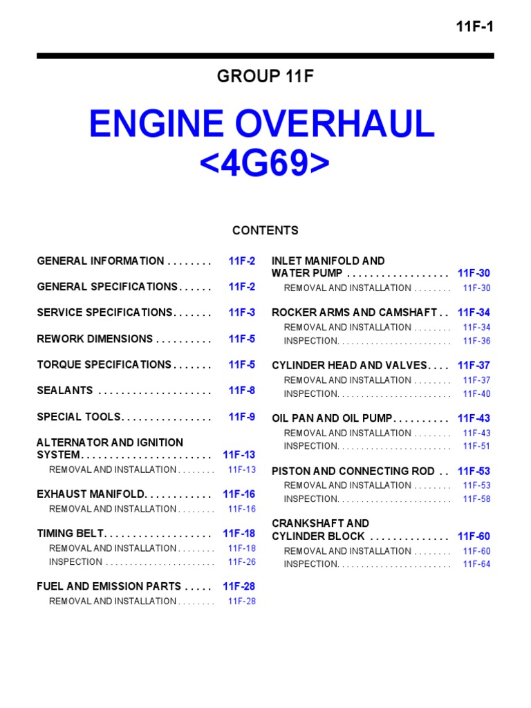 Mitsubishi 4g69 Engine Manual | Piston | Internal Combustion Engine