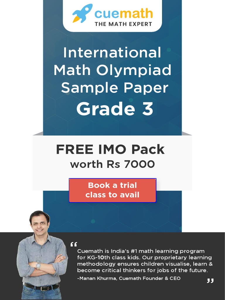 Class 3 Maths Olympiad Sample Paper | PDF | Teaching Mathematics
