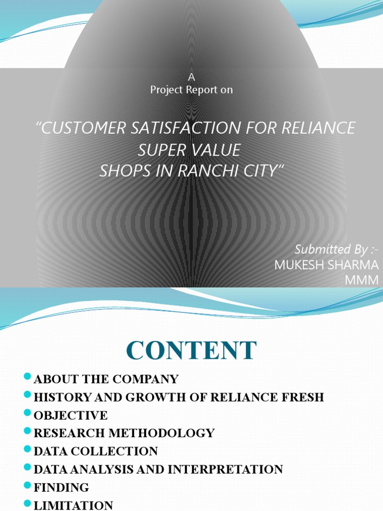 Customer Satisfaction at Reliance Fresh | PDF | Retail | Data Analysis