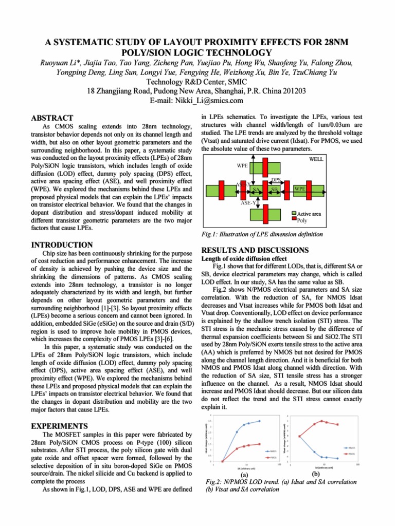 Proximity Effects in 28nm VLSI Layouts | PDF | Mosfet | Cmos