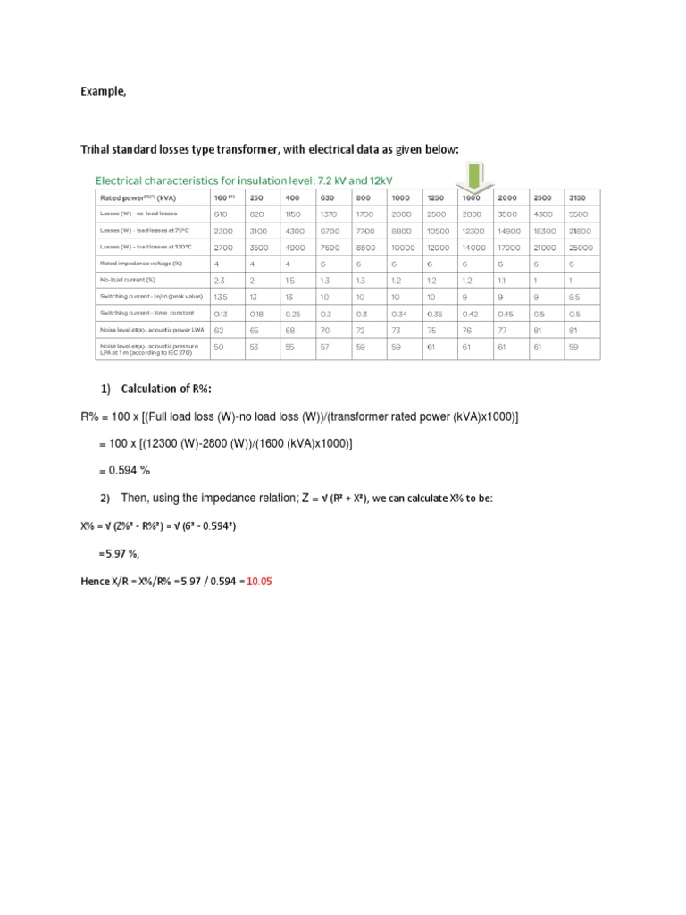 TRANSFORMER Calculation Exaple For X To R Ratio | PDF | Teaching ...