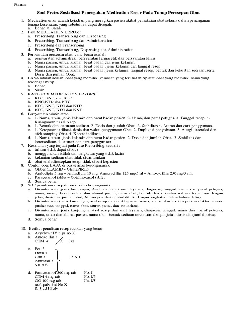 Contoh Soal Swamedikasi Pilihan Ganda Beserta Jawabannya