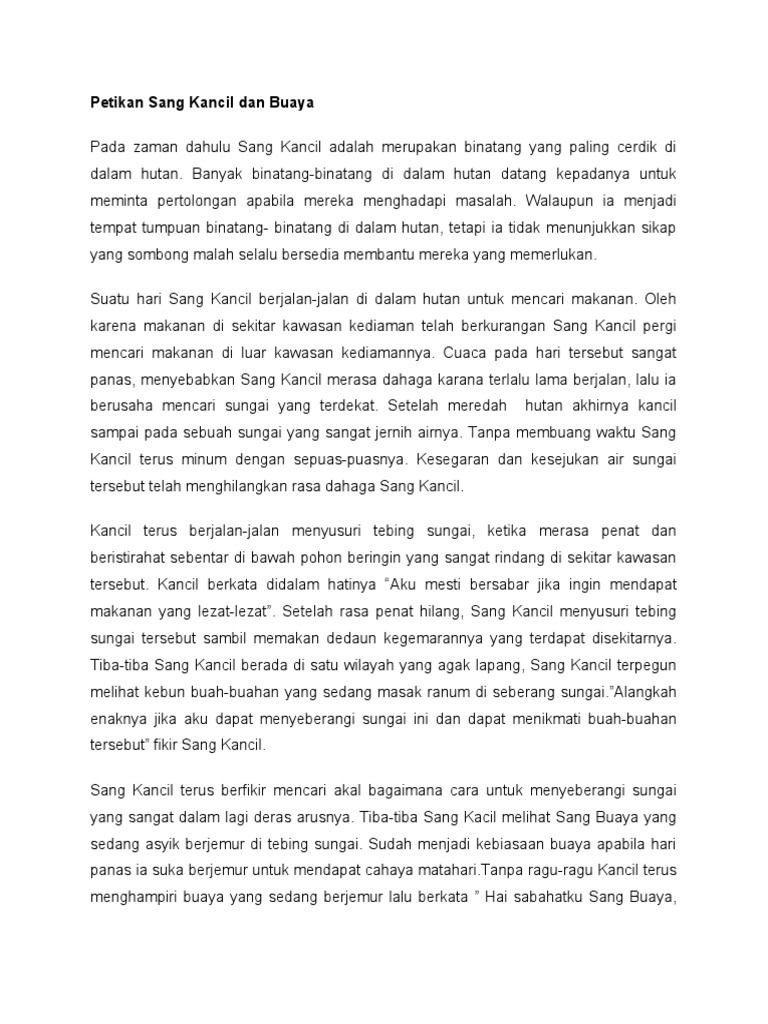 Petikan Sang Kancil Dan Buaya Pdf