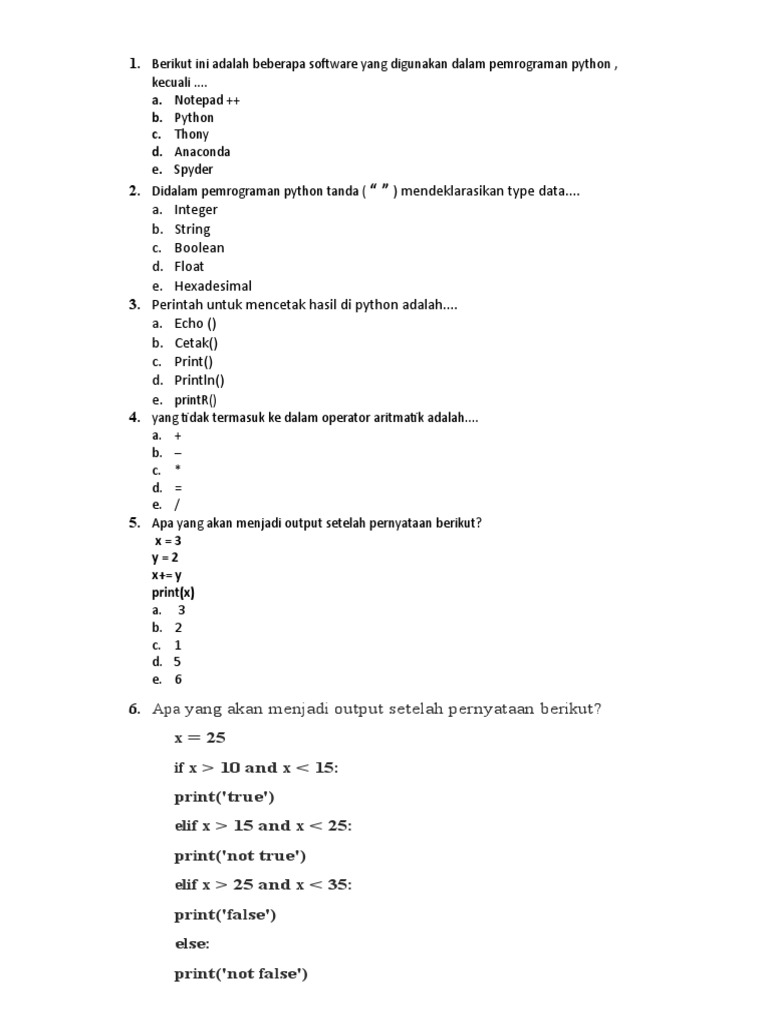Judul Soal Python Dasar | PDF