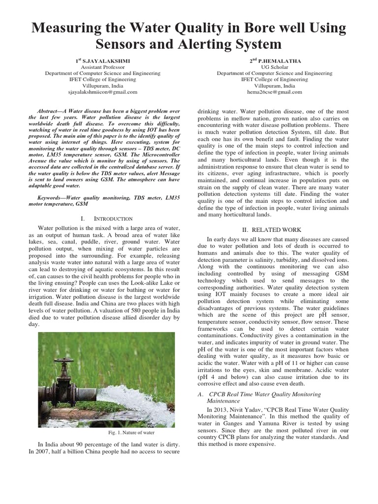 Water Quality Pdf Internet Of Things Water Quality