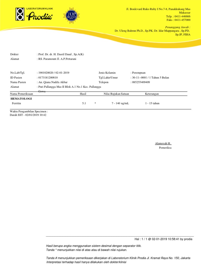 Lab Result1901020020 PDF PDF