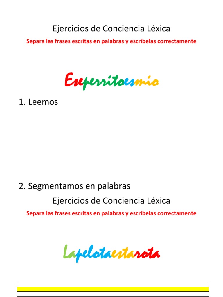 Ejercicios de Conciencia Léxica | PDF