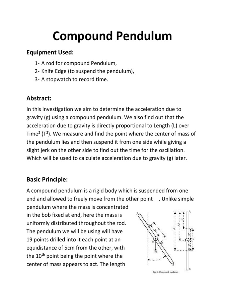 Compound Pendulum Fins | PDF | Pendulum | Mass
