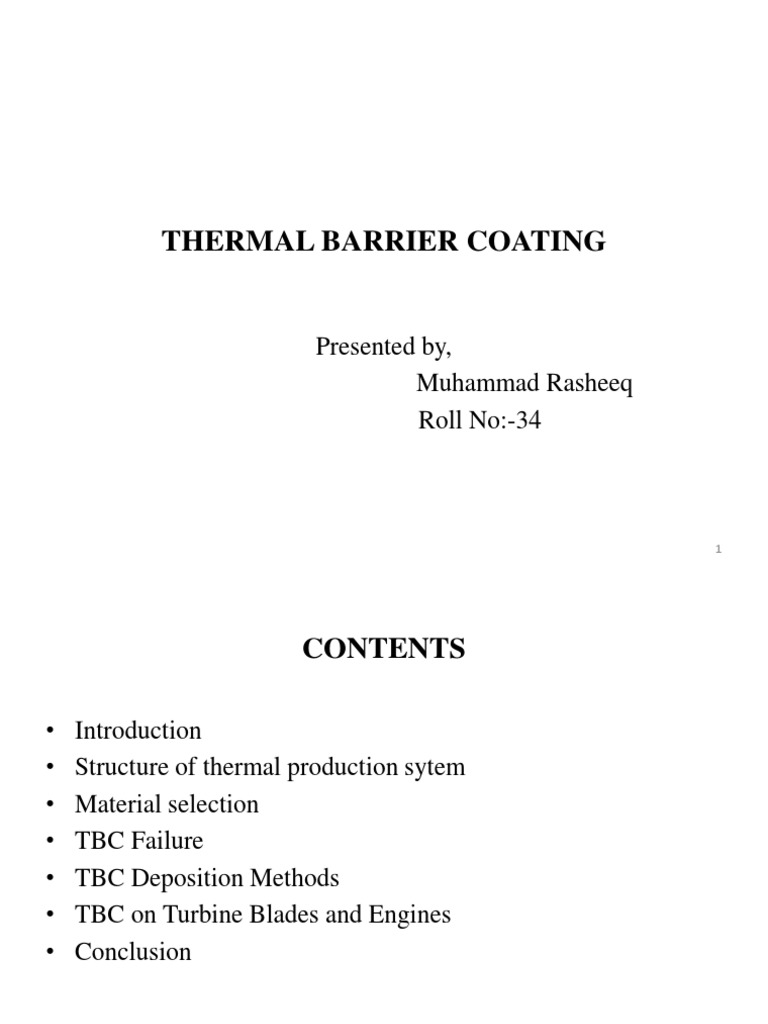 Thermal Barrier Coating Overview | PDF | Applied And Interdisciplinary ...