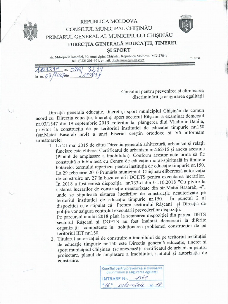 Directia Educatie Tineret Si Sport Sect Riscani