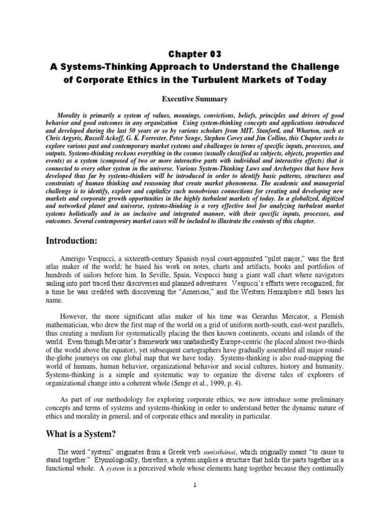 Corporate Ethics and Systems Thinking | PDF | System | Causality