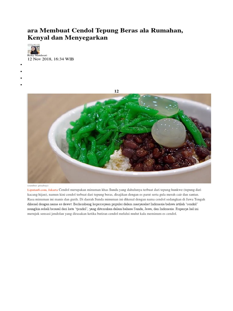 Ara Membuat Cendol Tepung Beras Ala Rumahan