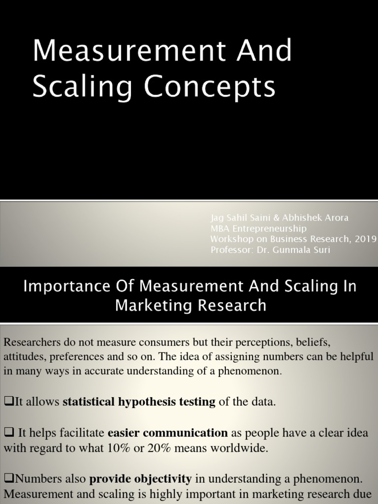 Understanding Measurement and Scaling in Research | PDF | Level Of ...