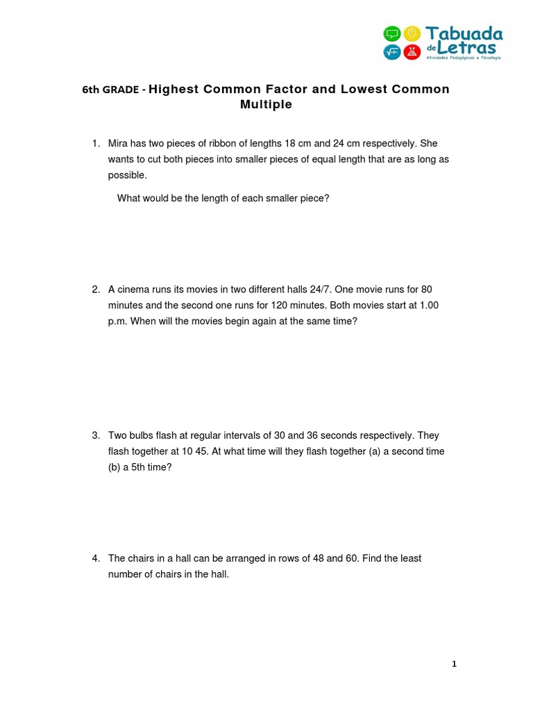 HCF LCF | PDF | Division (Mathematics) | Number Theory