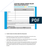 Contoh Catatan Saran Dalam Penulisan Rapor k13