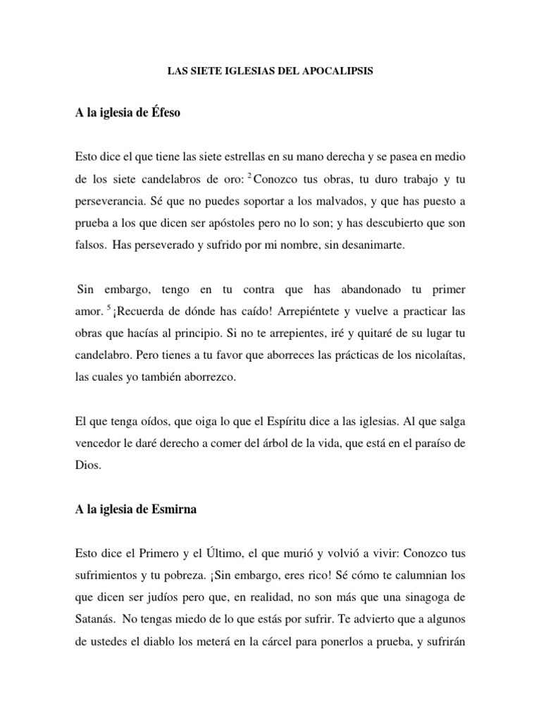 Las Siete Iglesias Del Apocalipsis PDF Libro de revelación Iglesia Católica