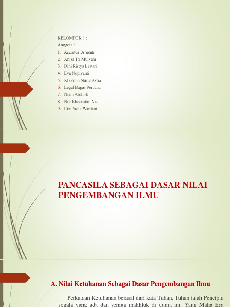 Pancasila Sebagai Dasar Nilai Pengembangan Ilmu | PDF