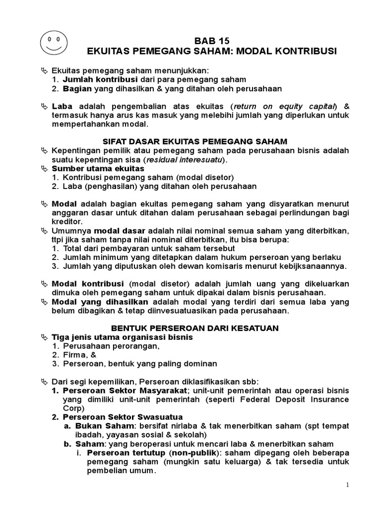15 Ekuitas Pemegang Saham