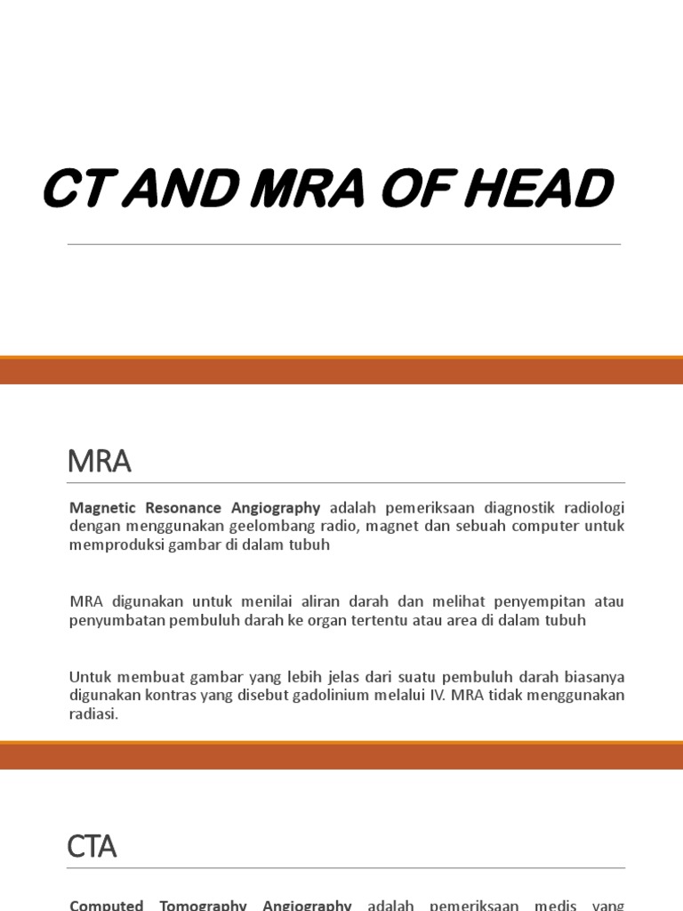 CTA Dan MRA Kepala | PDF