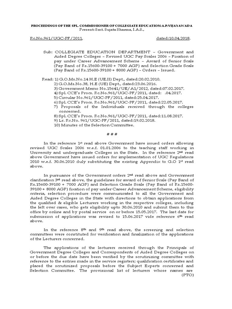 UGC Pay Scale Fixation for Lecturers | PDF | Government