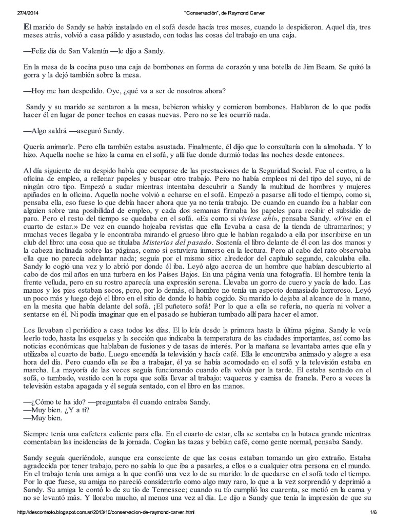 Conservacion Raymond Carver PDF PDF