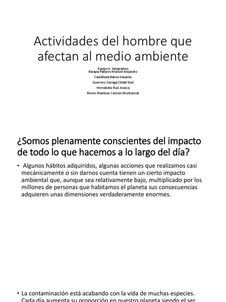 Impacto humano en el medio ambiente | PDF | Contaminación | Deforestación
