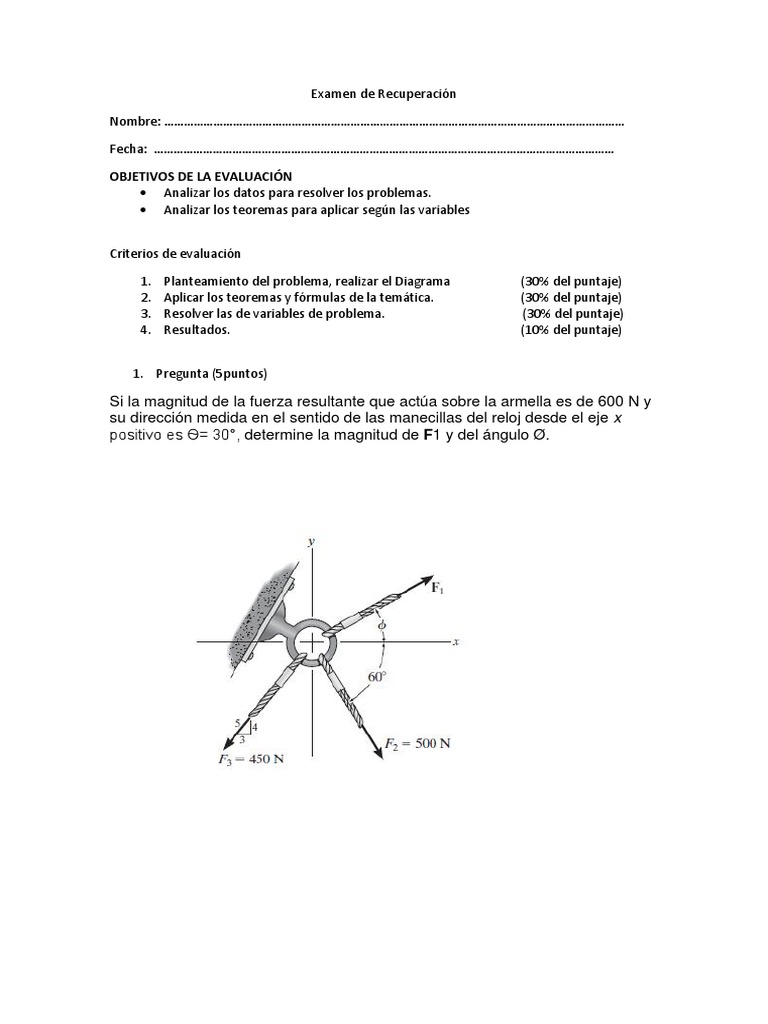 Examen de Recuperación Fisica | PDF