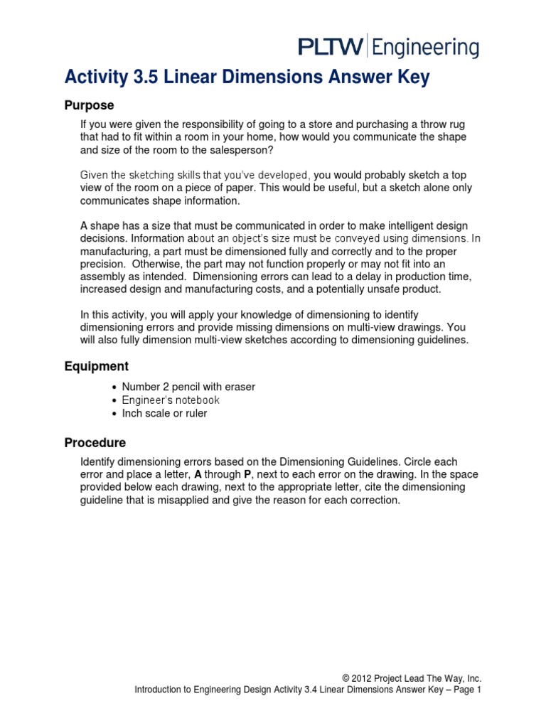 3.4.A.AK LinearDimensionsAnsKey | PDF | Dimension | Teaching Mathematics