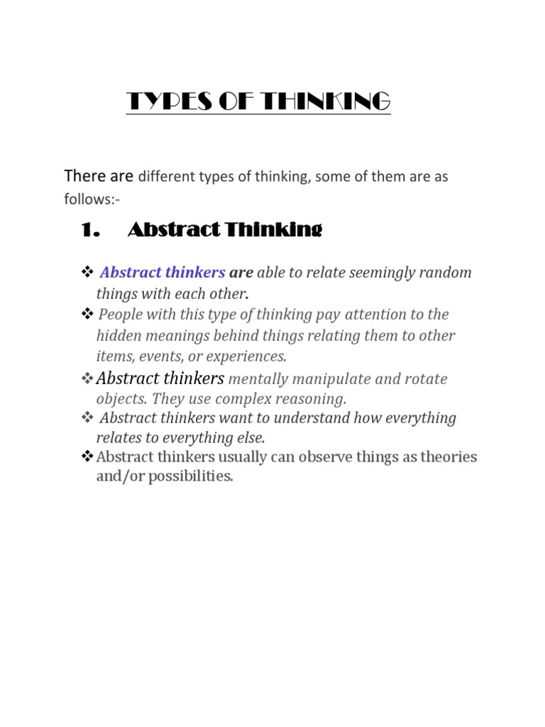 Types of Thinking | PDF | Abstraction | Thought