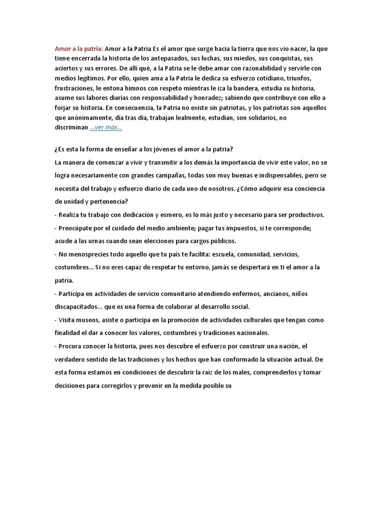 Amor A La Patria Novela | PDF | Patriotismo | Nacionalismo