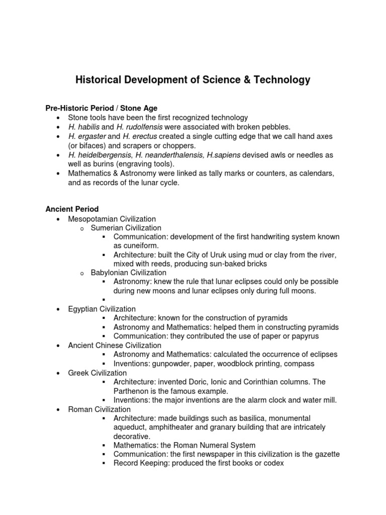 Historical Development of Science Technology | PDF | History Of Science ...