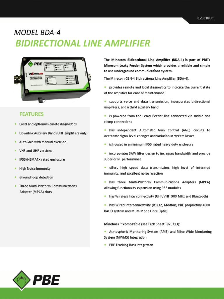 Bi Directional Amplifier BDA 4 PDF Very High Frequency Amplifier