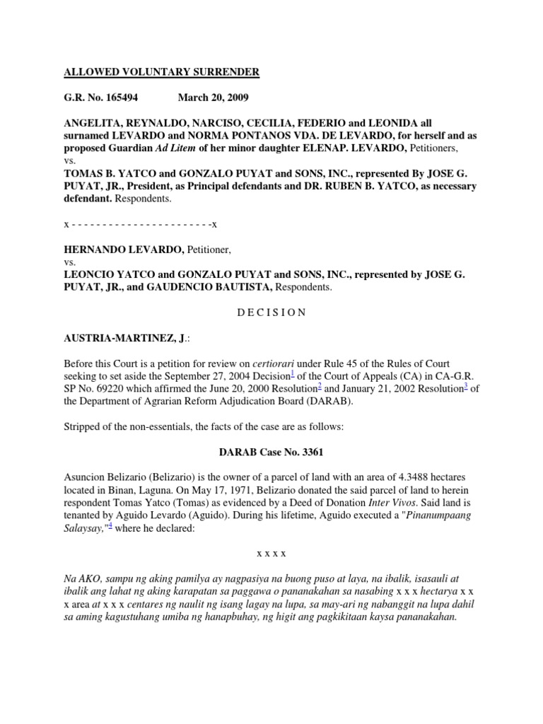 Validity of Voluntary Surrender in Tenancy | PDF | Leasehold Estate | Lease