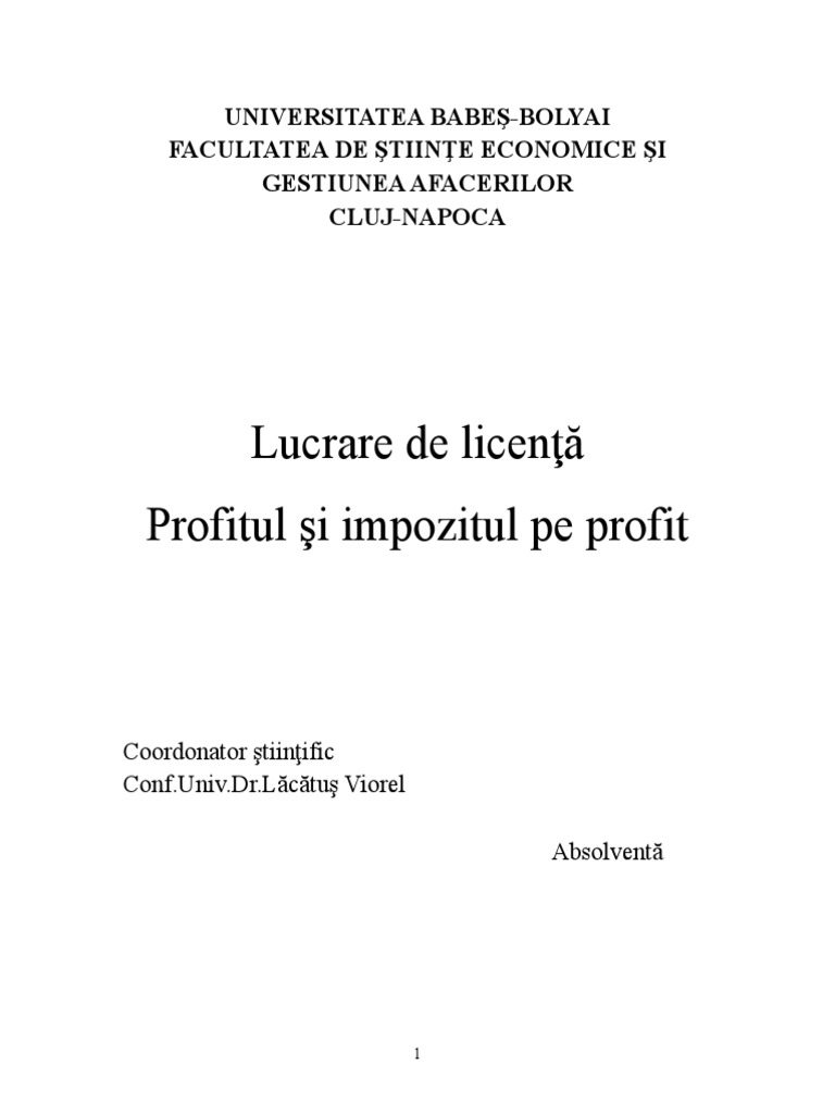 Profitul Si Impozitul Pe Profit | PDF