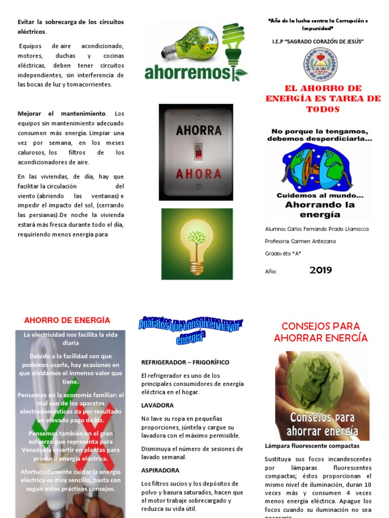 Triptico de Ahorro de Energia | PDF | Encendiendo | Uso eficiente de ...
