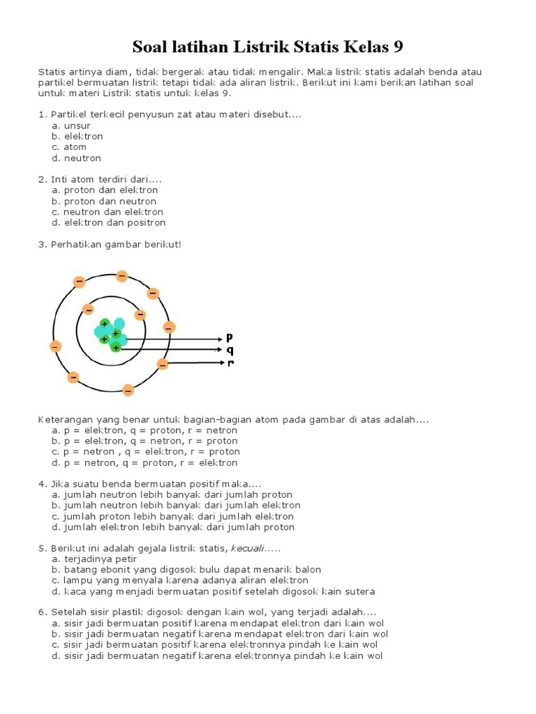 Soal Listrik Statis Kelas 9 dan Pembahasannya | PDF | Sains & Matematika
