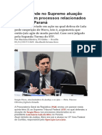 PGR Defende No Supremo Atuação de Moro Em Processos Relacionados a Lula No Paraná