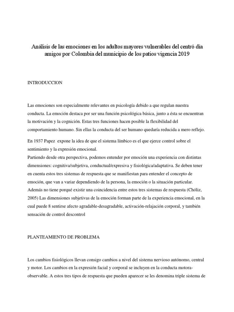 Emociones en Adultos Mayores Vulnerables | PDF | Vejez | Las emociones