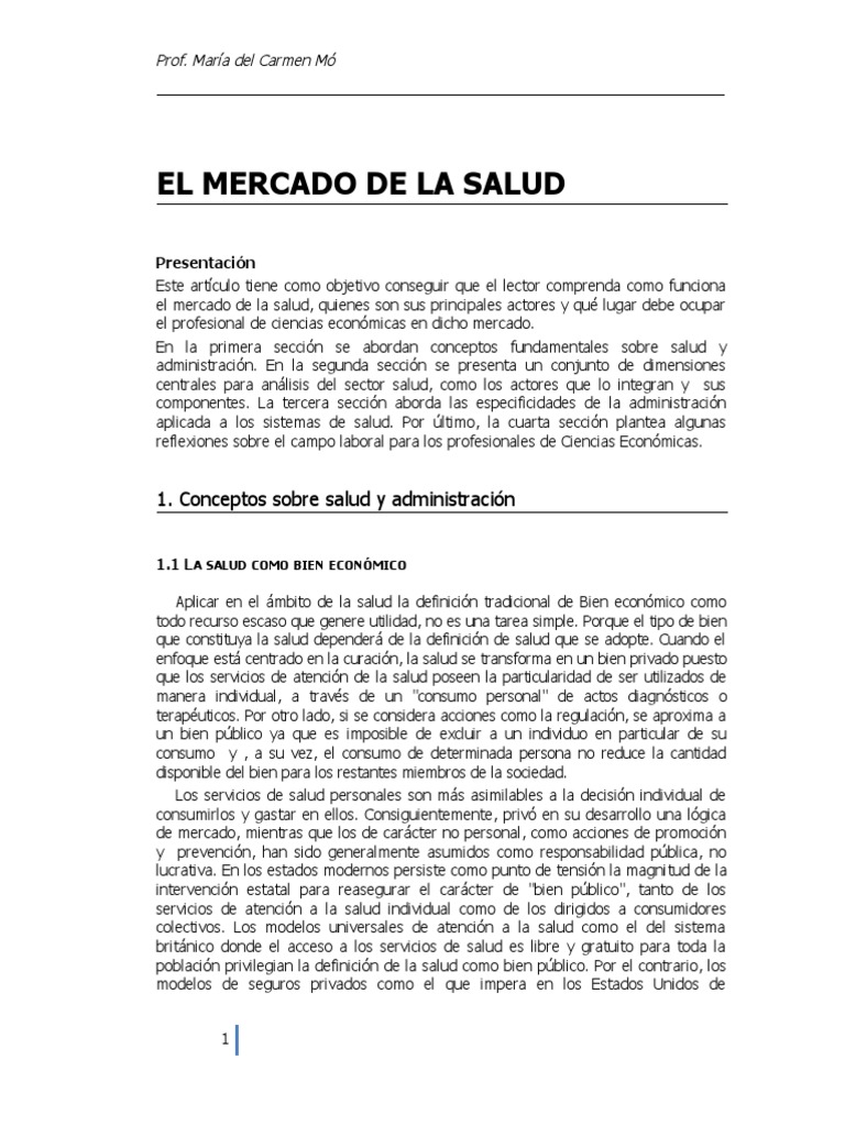 Dinámicas del Mercado de la Salud | PDF | Oferta y demanda | Eficiencia ...