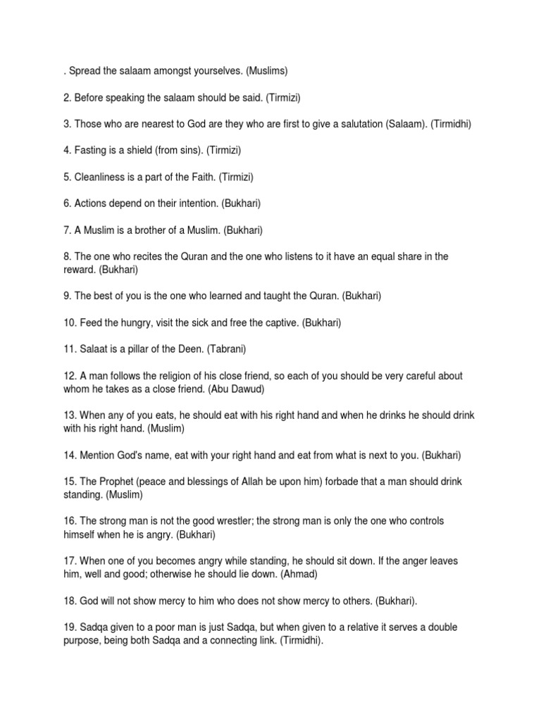 40 Short Ahadees in English | PDF | Abrahamic Religions | Religious ...