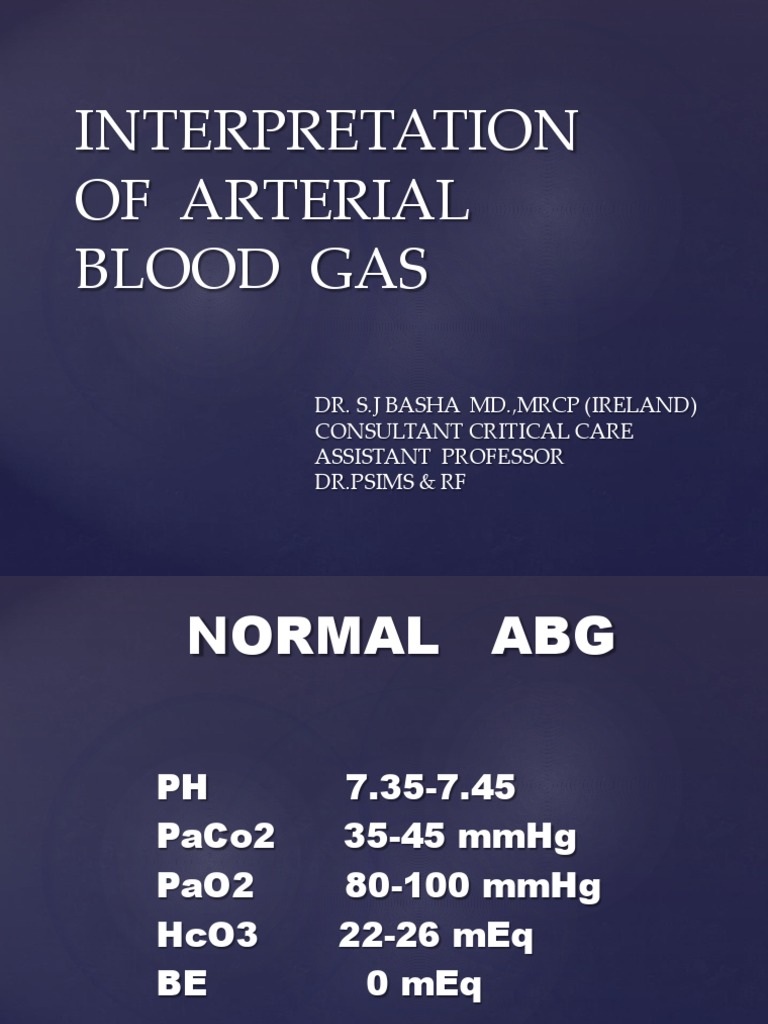 Interpretation of Arterial Blood Gases A Guide to Understanding AcidBase Imbalances PDF