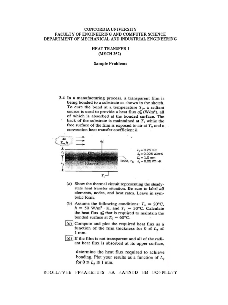 MECH 352 Heat Transfer Sample Problems | PDF | Teaching Methods & Materials