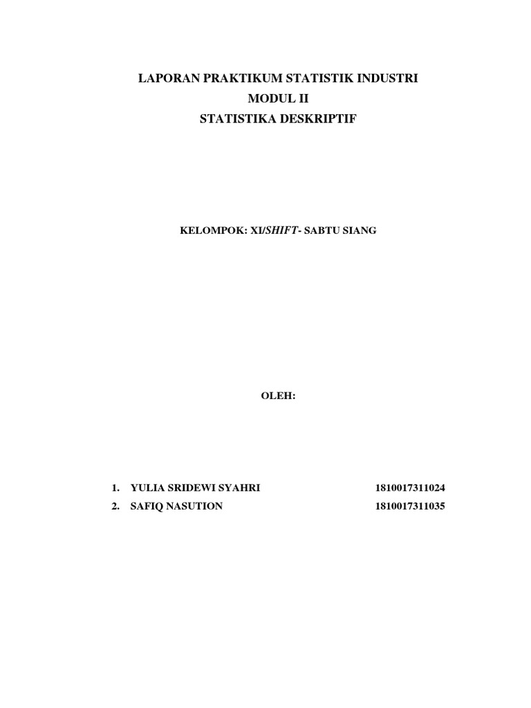 Laporan Praktikum Modul Ii Statistika Deskriptif 1