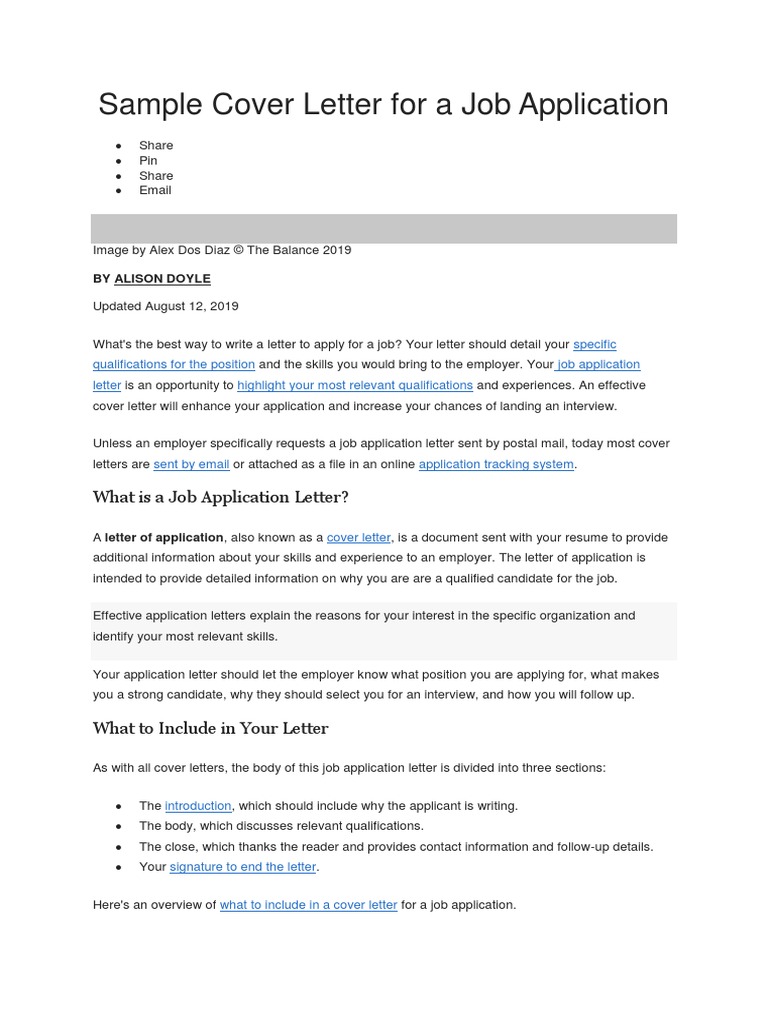 Sample Cover Letter Resume Employment