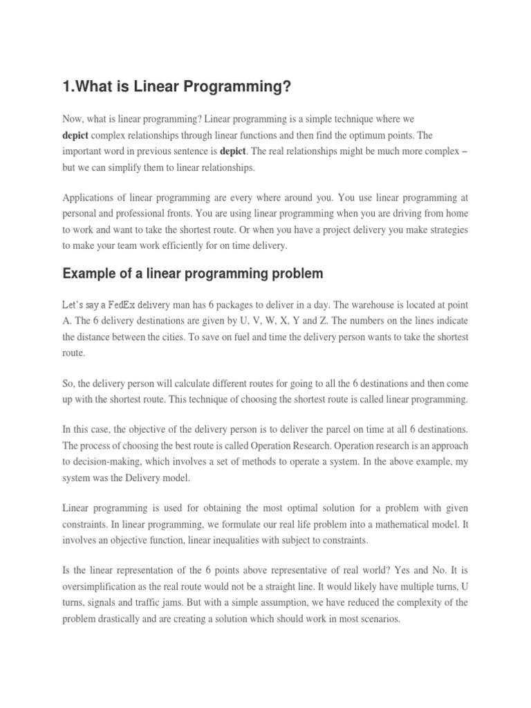 Linear Programming | PDF | Mathematical Optimization | Linear Programming