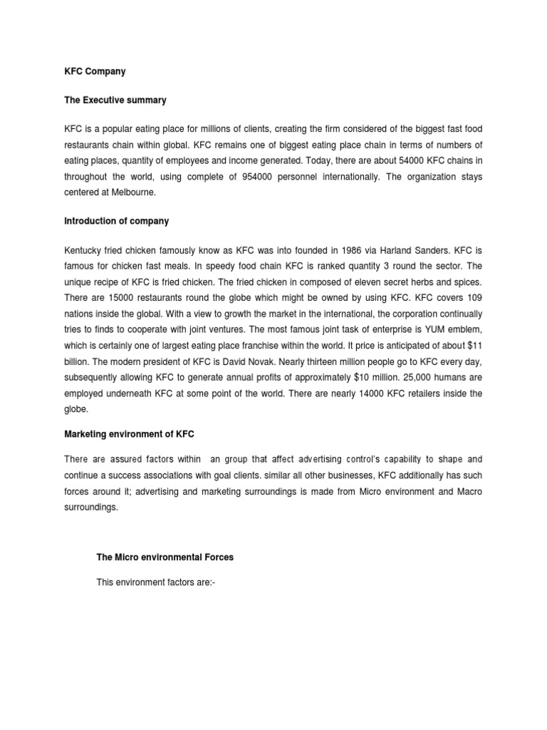 Marketing plan of kfc picture