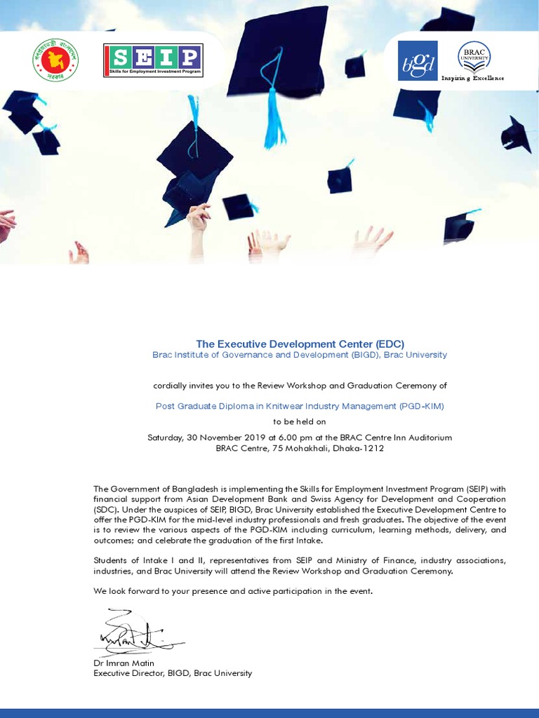 PGD-KIM Graduation Ceremony Invitation | PDF | Learning | Behavior ...