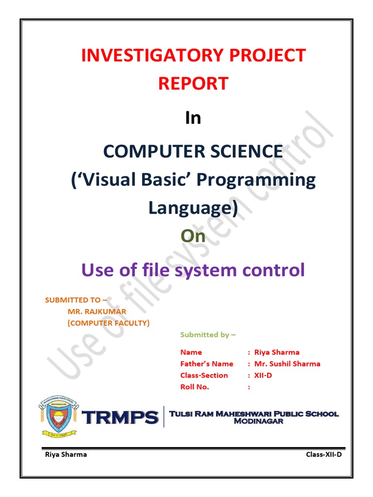 File System Control in Visual Basic | PDF | Graphical User Interfaces ...